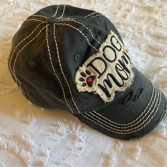 Dog Mom Distressed Baseball Cap Hat - Picture 2 of 10